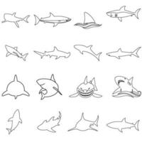 Shark icon vector set. Sea life illustrator sign collection. fish symbol or logo.