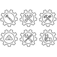 Workshop icon vector set. Repair illustration sign collection. Service center symbol. Engineering logo.