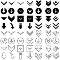 Down arrow vector icon set. scroll illustration sign collection.