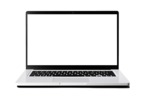 Laptop with blank screen isolate on transparent background AI Generated png