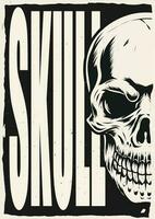 Skull drawing poster design for print vector