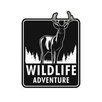 wildlife adventure emblem with deer illustration vector