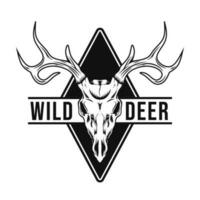 wild deer skull badge design vector