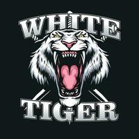 white tiger head mascot design vector