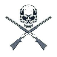 skull head and shotgun drawing vector