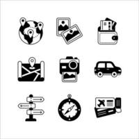 Tourism and Travel Icon Set in Glyph Solid Style vector