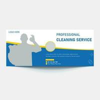 Cleaning Service Timeline cover header banner ads or social media post template design, Social Media Cleaning Service Banner Design. vector