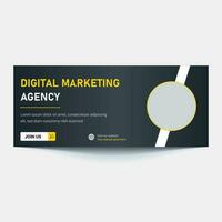 Vector hero banner of digital marketing. Marketing website header with words 'digital marketing'