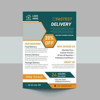 Delivery Service Flyer, Fast Delivery Flyer, We deliver Courier Flyer, Postman Courier Man flyer vector