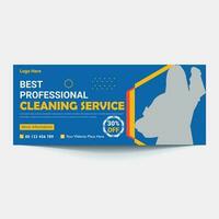 Cleaning Service Timeline cover header banner ads or social media post template design, Social Media Cleaning Service Banner Design. vector