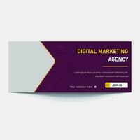 Vector hero banner of digital marketing. Marketing website header with words 'digital marketing'