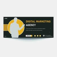 Vector hero banner of digital marketing. Marketing website header with words 'digital marketing'