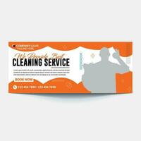 Cleaning Service Timeline cover header banner ads or social media post template design, Social Media Cleaning Service Banner Design. vector