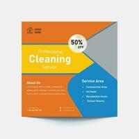 Cleaning service banner template and home, office cleaning business marketing social media post banner layout vector