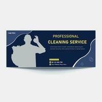 Cleaning Service Timeline cover header banner ads or social media post template design, Social Media Cleaning Service Banner Design. vector