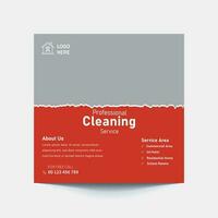 Cleaning service banner template and home, office cleaning business marketing social media post banner layout vector