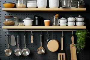 modern kitchen pegboard Profesional advertising Food Photography AI Generated photo