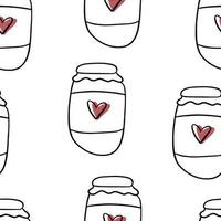 Seamless pattern Doodle jar of jam. Autumn atmosphere. Grandma is jam vector