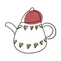 Doodle teapot. Drink hot tea. vector