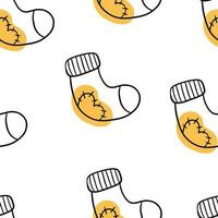 Seamless pattern Doodle sock. Warming up for autumn. Grandma knitted a sock vector