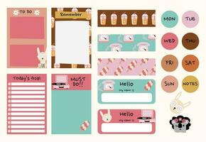 retro 70s style bullet journal and scrapbook pages vector