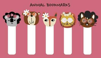 cute animal bookmarks vector