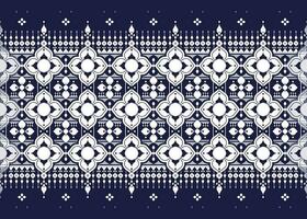 geometric and flower ethnic fabric pattern on blue background for cloth carpet wallpaper background wrapping etc. vector