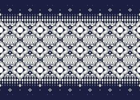 geometric and flower ethnic fabric pattern on blue background for cloth carpet wallpaper background wrapping etc. vector