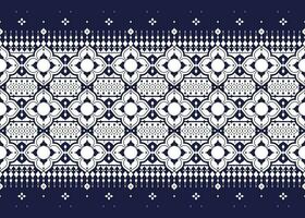 geometric and flower ethnic fabric pattern on blue background for cloth carpet wallpaper background wrapping etc. vector