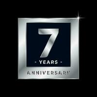 Seven Years Anniversary Celebration Luxury Black and Silver Logo Emblem Isolated Vector