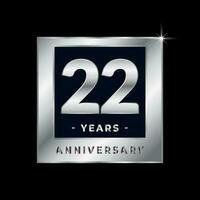 Twenty Two Years Anniversary Celebration Luxury Black and Silver Logo Emblem Isolated Vector