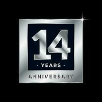 Fourteen Years Anniversary Celebration Luxury Black and Silver Logo Emblem Isolated Vector