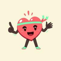 Vector cartoon cute healthy heart character