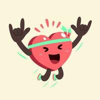 Vector cartoon cute happy and healthy heart character