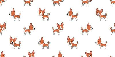 Vector cartoon basenji dog seamless pattern background