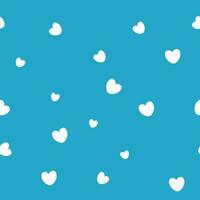 Seamless pattern of white hearts on a blue background vector