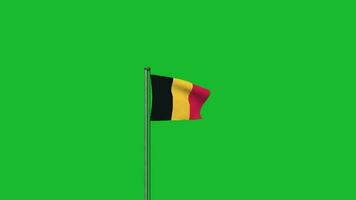 Belgium flag waving on pole animation on green screen background video