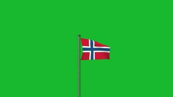 Norway flag waving on pole animation on green screen background video