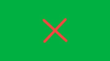 vermelho Cruz marca símbolo aparecer e piscar animação em verde tela fundo video