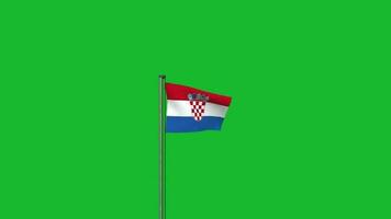 Croacia bandera ondulación en polo animación en verde pantalla antecedentes video