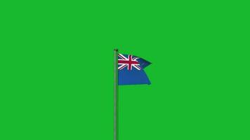 New Zealand flag waving on pole animation on green screen background video