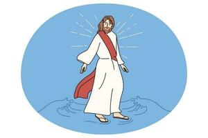 Jesús Cristo caminando en agua vector