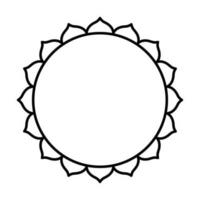 Round geometrical floral border frame design. Simple. Black and white. vector