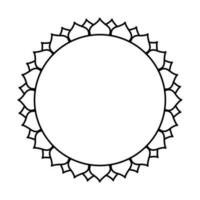 Round geometrical floral border frame design. Simple. Black and white. vector