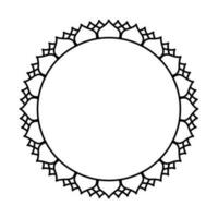 Round geometrical floral border frame design. Simple. Black and white. vector