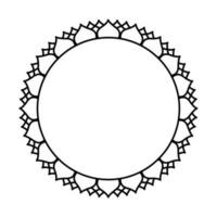 Round geometrical floral border frame design. Simple. Black and white. vector