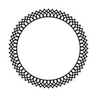 Round geometrical floral border frame design. Simple. Black and white. vector