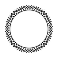 Round geometrical floral border frame design. Simple. Black and white. vector