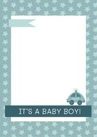 vector pretty card for the baby boy newborn with police car