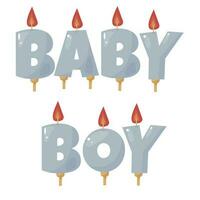 vector candles for baby boy with flame isolated on white background